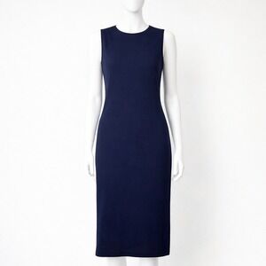 Eileen Fisher Sleeveless Midi Shift Dress Women's Size XS Navy Blue Minimalist